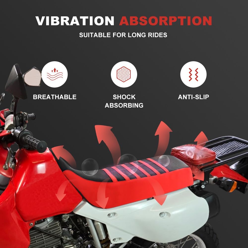 xitomer for XR650L Striped Grip Gripper Seat Cover Compatible with XR650L 1993-2024 Anti-Slip Motorcycle Dirt Bike Seat Cover Gripper Soft Stripe Seat Protection (Red)