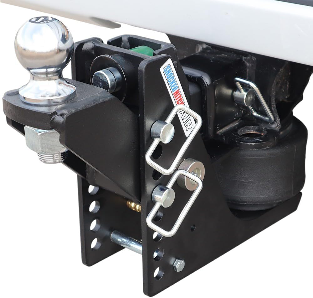 Shocker Max Black Air Ride Hitch - Raised Ball Mount (2" Rise / 2" of Drop) Fits 2-1/2"Hitch Has 2-5/16"Ball - 14,000 lbs