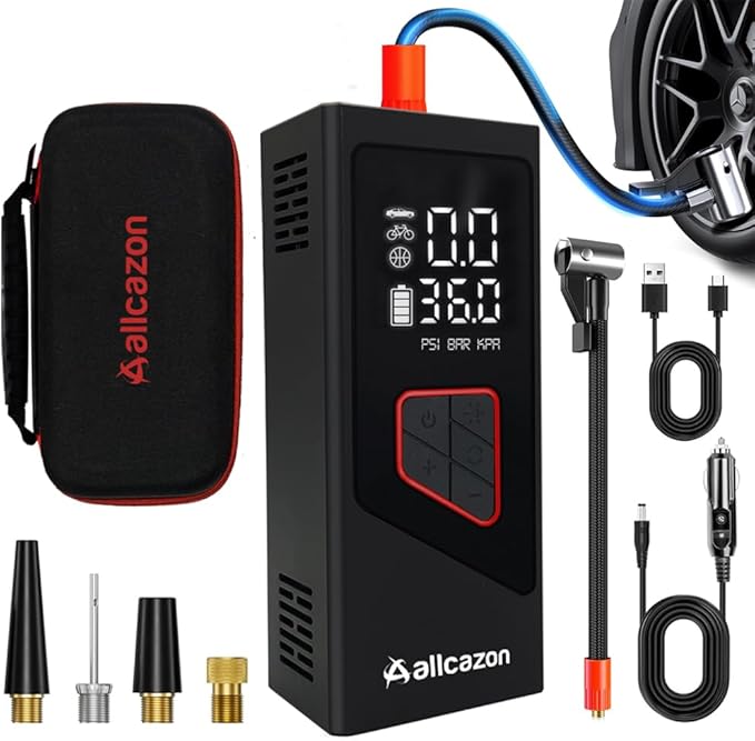 Tire inflator Portable Air Compressor, 150PSI Portable inflator by ALLCAZON