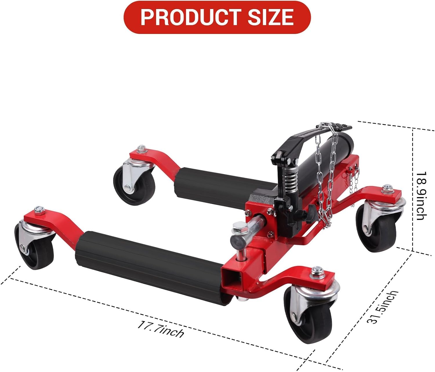 Garvee Car Wheel Dolly Set of 2, 1500 LBS Capacity Car Dolly with Hydraulic Tire Jack for Vehicle Positioning for Truck Rv Trailer, Red