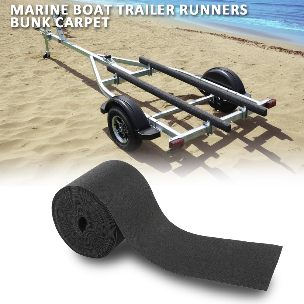 G-PLUS 12" x 75' Outdoor Ribbed Marine Carpet Boat Trailer Bunk Carpet | Fit Boat Trailer Bunks Runner Docks Black