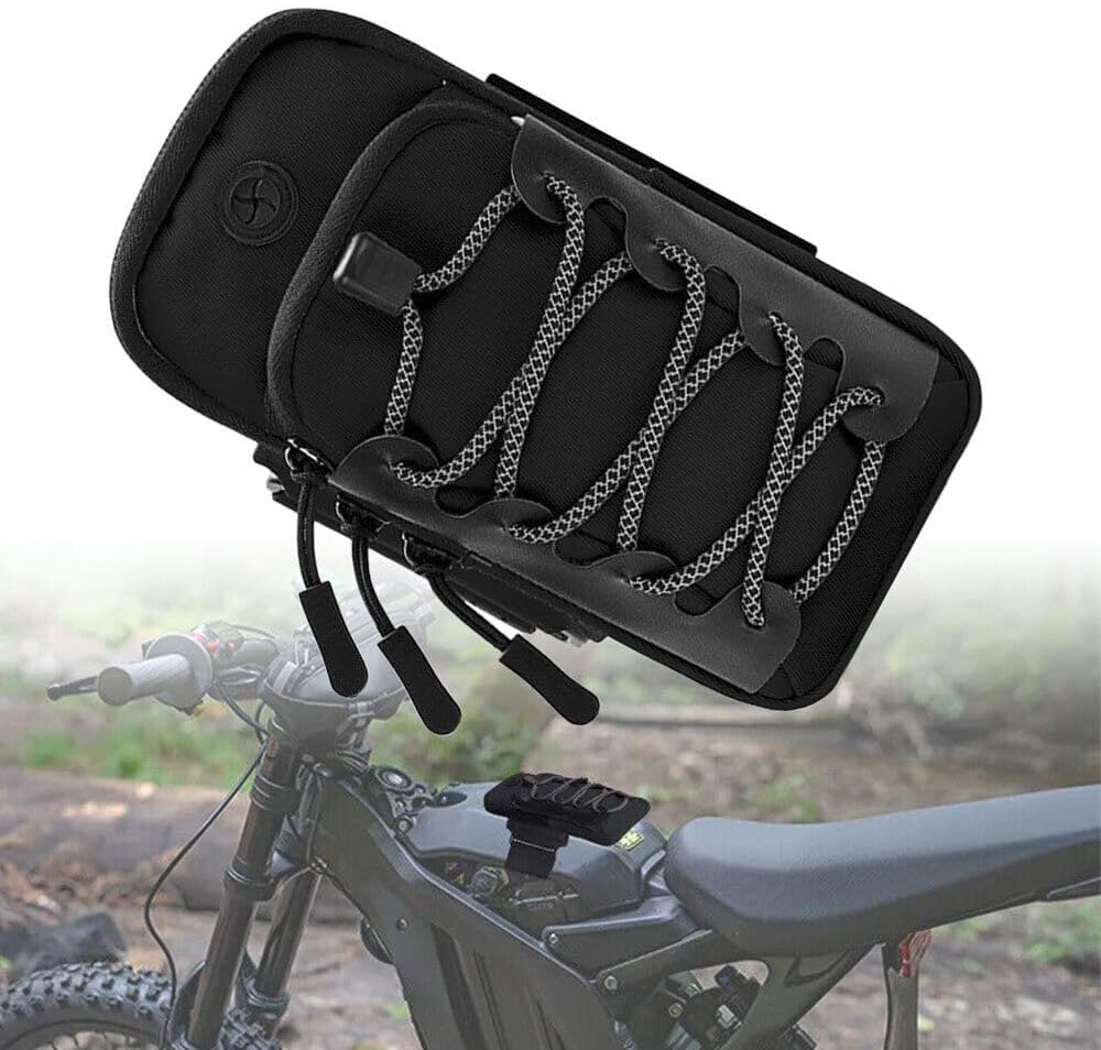 Motorcycle Handlebar Storage Bag with USB Charging Port, Waterproof Pouch for Sur-ron Light Bee X Segway, Black