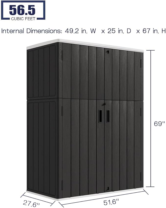 KINYING Outdoor Storage Cabinet Waterproof, 57 Cu.ft Resin Vertical Outdoor - Image 4