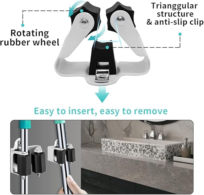 3-H Broom Hanger, Mop Holder Wall Mount 50 Pack, Broom Holder Wall Mount - Image 4