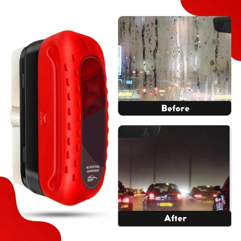 Automotive Oil Film Cleaning Brush – Efficient Car Glass Cleaner Tool for Windshield, Removes Oil Film, Dirt & Smudges, Improves Clarity & Visibility for Safe Driving, Red (1pcs)