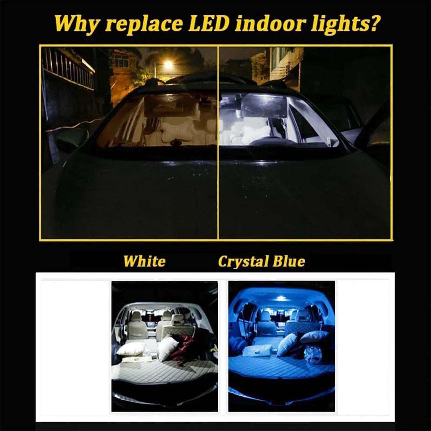 11Pcs Car LED Interior Map Dome Trunk Glove Box Light Kit, for Corsa E 2015 2016 2017 2018 2019 Reading