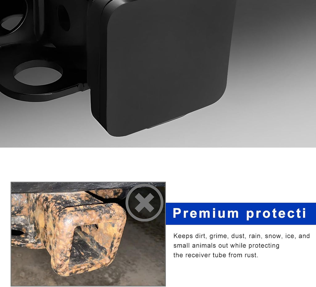 Trailer Hitch Cover, 2 Inch Heavy Duty Dustproof Tow Receiver Covers Tube Plug Cap, Square Mount Tube Hitch Plugs Exterior Accessories for Cars SUVs Trucks Trailers (Without Buckle)
