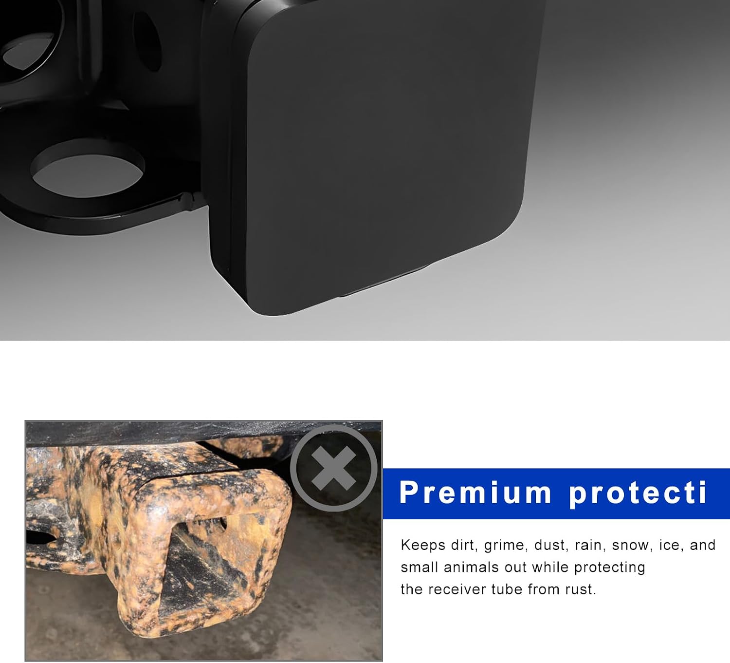Trailer Hitch Cover, 2 Inch Heavy Duty Dustproof Tow Receiver Covers Tube Plug Cap, Square Mount Tube Hitch Plugs Exterior Accessories for Cars SUVs Trucks Trailers (Without Buckle)