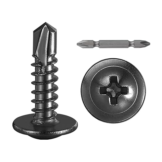 Wensilon #10×5/8” for Sheet Metal Self-Tapping Screws 410 Black Stainless Steel by Wensilon