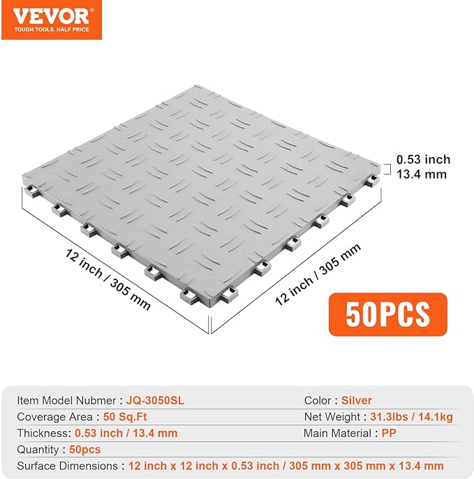 VEVOR Garage Tiles Interlocking, Non-Slip Double-Sided Texture Garage Flooring - Image 7