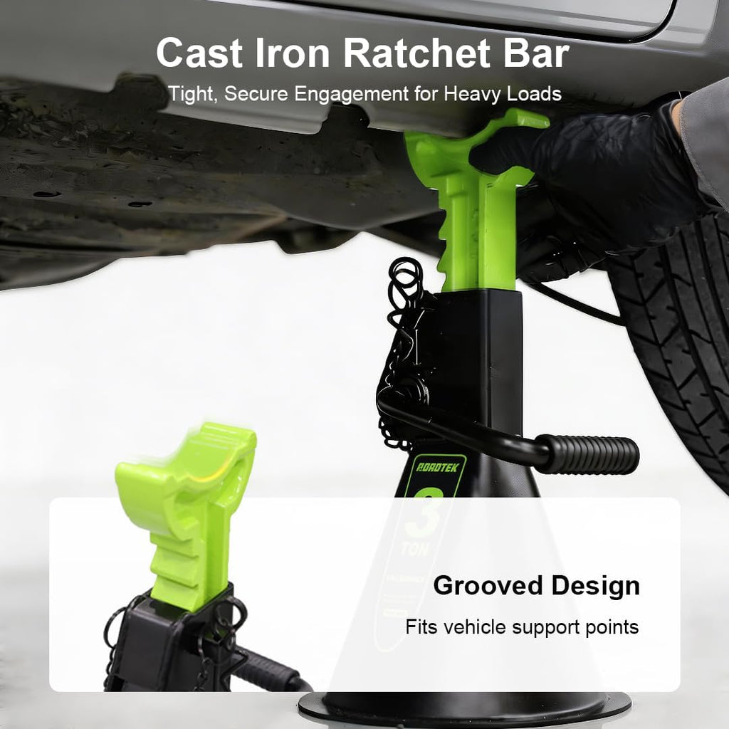 Jack Stands, 3 Ton (6,000 lbs) Heavy Duty Car Jack Stands with Seamless Round Steel Base, 10.8"-16.6" Adjustable with Double Locking, for Lifting SUV, Truck, and Car, 1 Pair