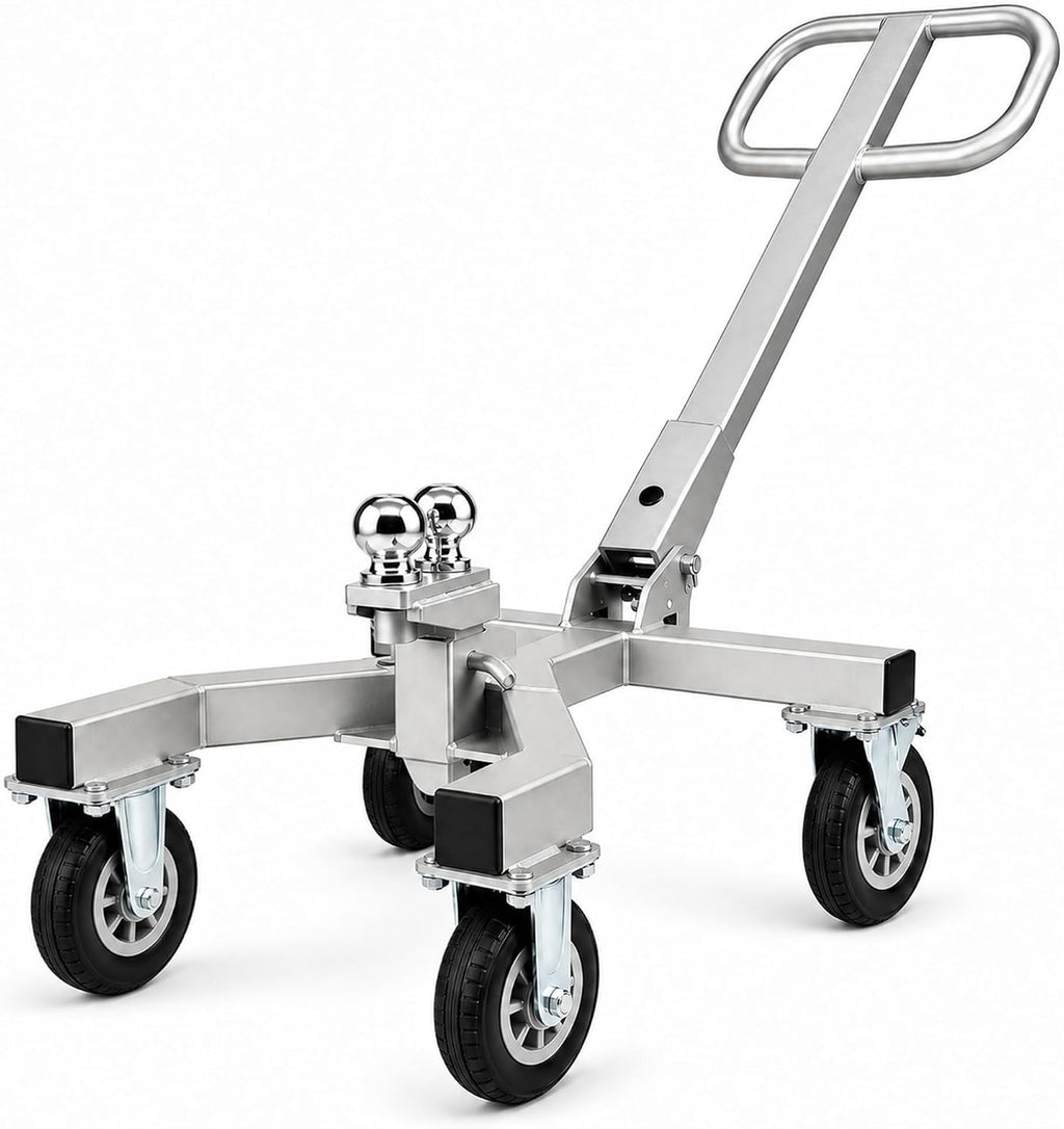 Heavy Duty Trailer Dolly, 20,000 lbs Load Capacity, 4500Lbs Tongue Weight Capacity Trailer Dolly with 2-5/16'' & 2''Hitch Balls, 9" Swivel Wheel with Brake, Manual Trailer Mover for RV, Boat