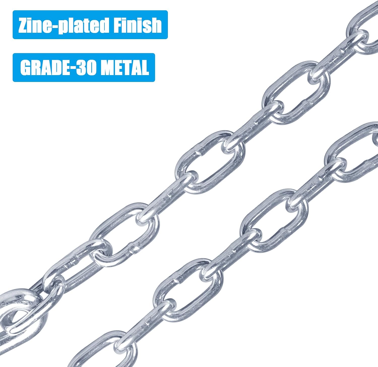 27" Trailer Safety Chain with Heavy Duty 17/32" Spring Hooks, Grade 30 Zinc-Plated Steel Towing Chain Kit 7000 lbs Capacity for RV, Utility Trailer & Boat, 23" Chain Length, 2 Pack
