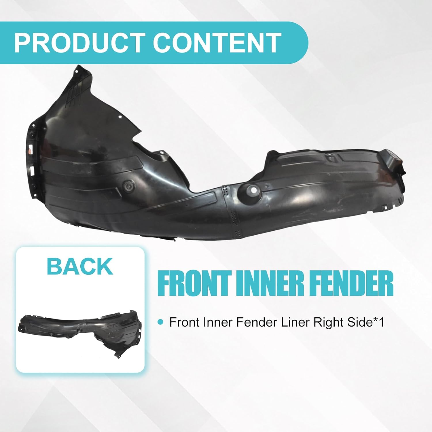 Right Front Inner Fender Liner Compatible with Hyundai Venue 2020 2021 2022 2023 2024 Passenger Side Fit for 86812K2000