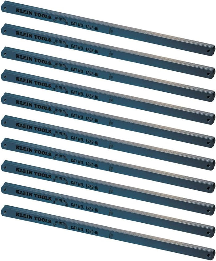 Klein Tools 1232BI Hacksaw Blades, Bi-Metal Replacement Blades 32 TPI, 12-Inch, 100-Pack