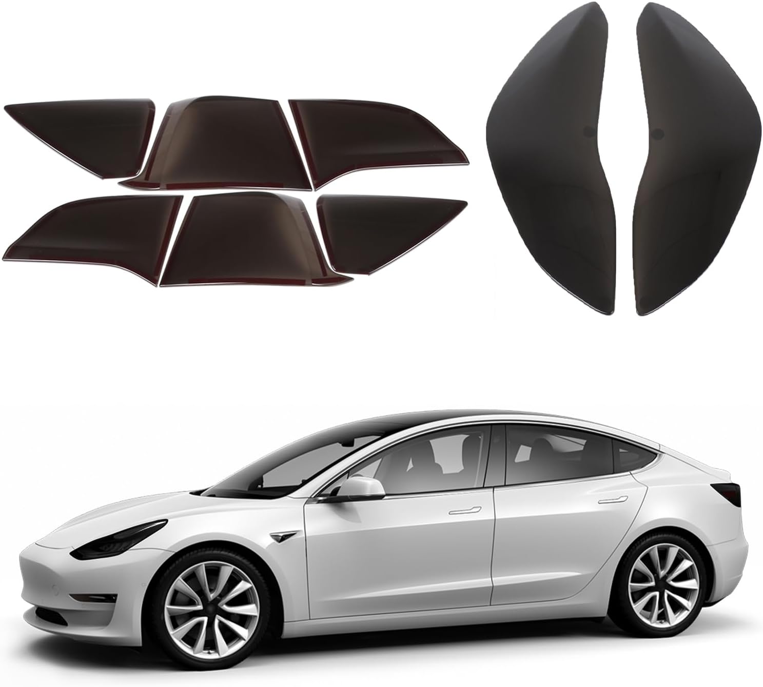 Rear Tail light Cover Trim for Tesla Model 3 2017-2023, Tail Brake Lamp Guard Housing Bezels for Tesla Model Y 2020-2024, Blackout Reverse Light Shell Shade, Rear light Accessories ABS (Front & Rear)