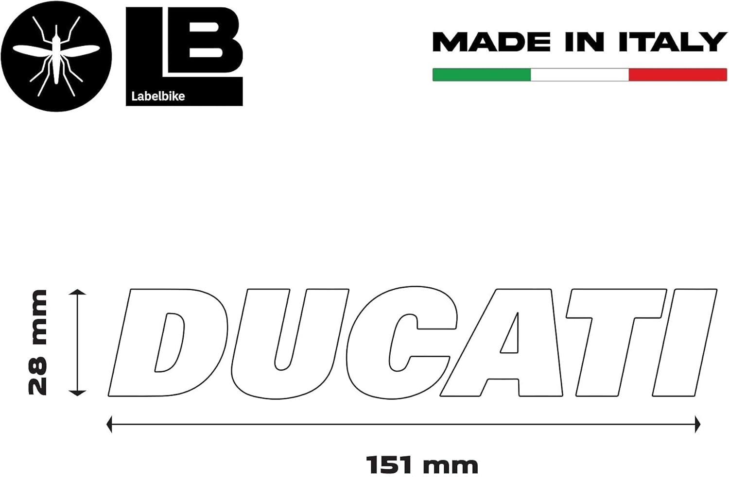 labelbike - 2 Stickers Letterings Motorcycle Tank Protection and Decoration Compatible with Ducati Racing - Dimensions 15,1 x 2,8 cm - Color Red