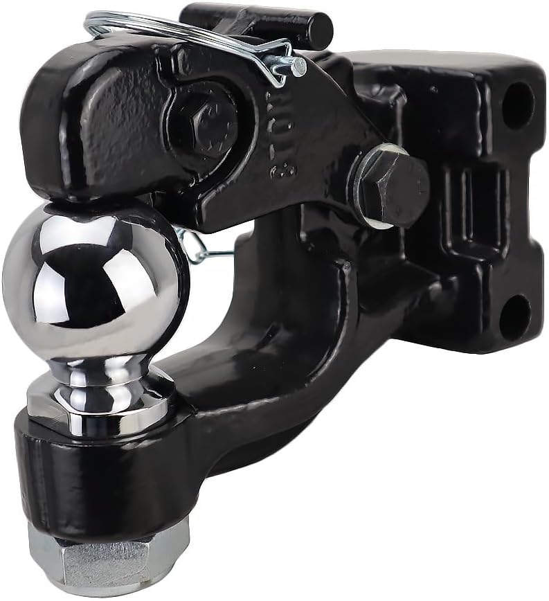 Shocker Max Black Air Channel Pintle & Ball Hitch - Fits 2-1/2"Hitch Has 2-5/16"Ball 14,000 lbs