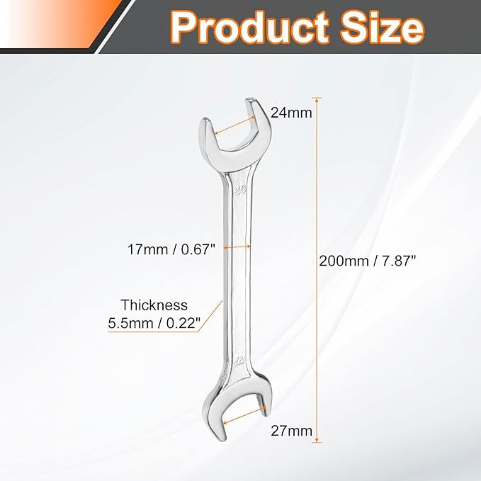 HARFINGTON 5pcs Double Open End Wrench 24mm x 27mm Metric 15 Degree Offset - Image 2