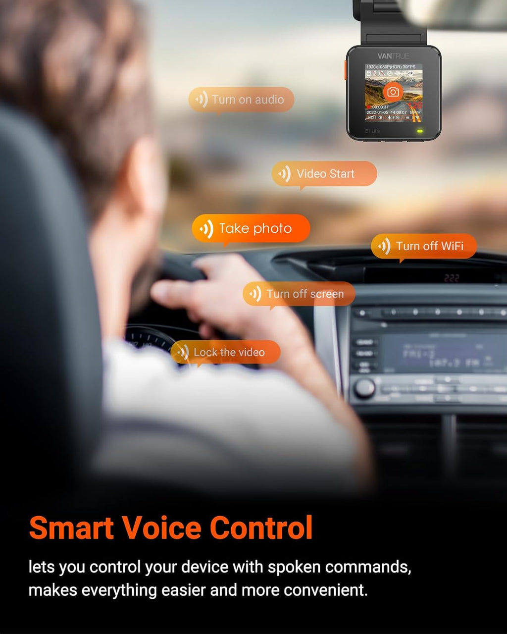 vantrue e1 lite 1080p mini dash cam, 60fps, package contents