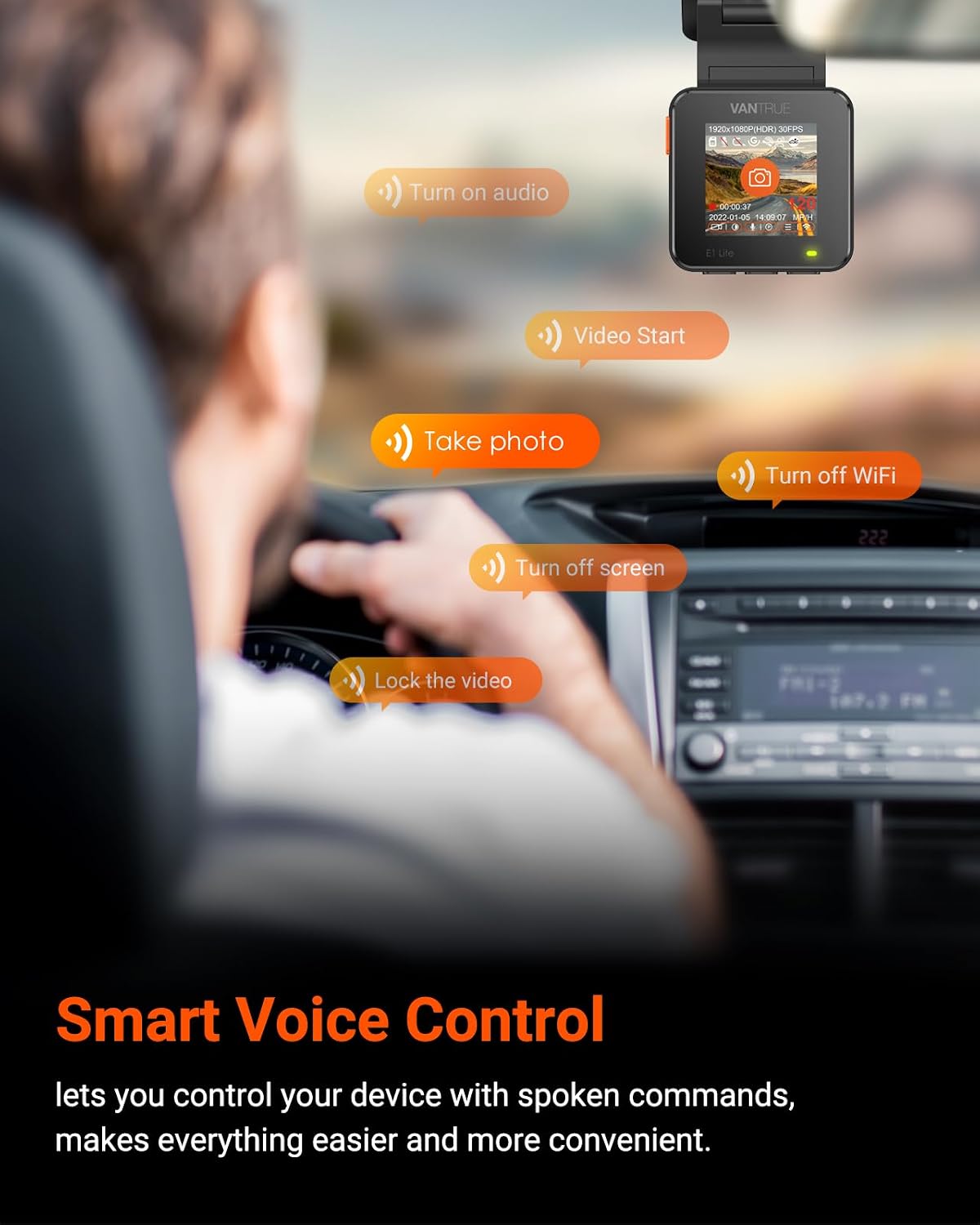 vantrue e1 lite 1080p mini dash cam, 60fps, package contents