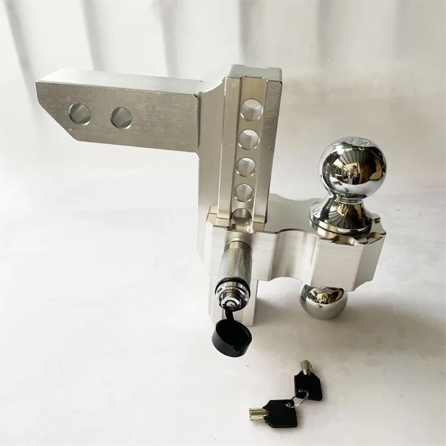 Adjustable 2" Trailer Hitch 6/8" Drop/Rise Dual-Ball 12500 LBS GTW Locks