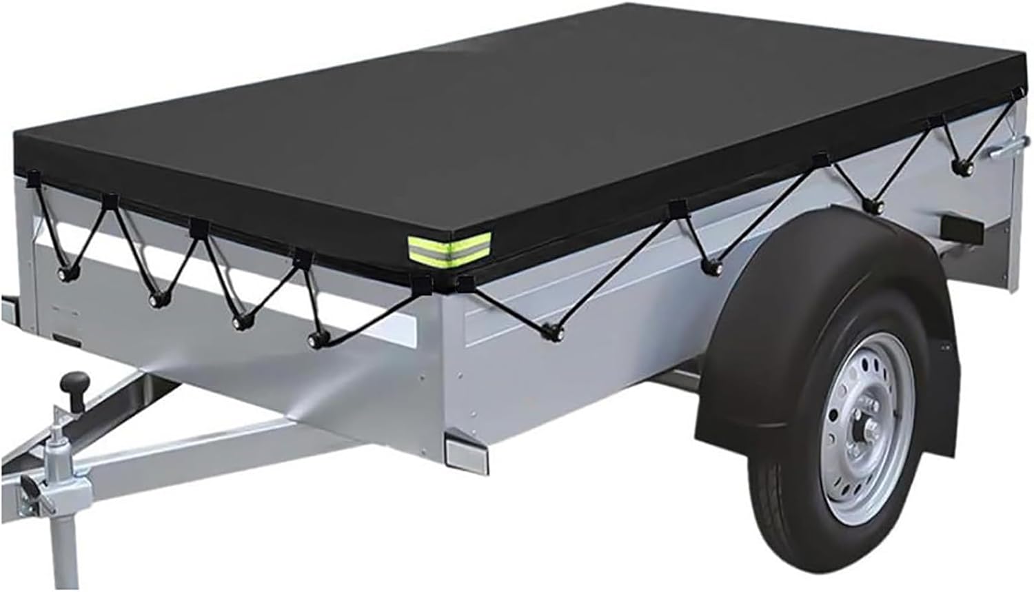Utility Trailer Cover for Load Trail UT8318 7x18ft 2019-Present, Heavy Duty Water Resistant Trailer Tarp Cover, Outdoor Storage Protection for Flatbed Utility Trailers,A Black