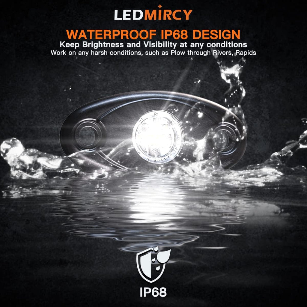 LEDMIRCY Pure White Rock Lights 6PCS R1 Super Bright LED Rock Lights White for Off Road Trucks ATV UTV SUV Underglow Neon Light Underbody Trail TRAI Rig Light High Power Waterproof Shockproof