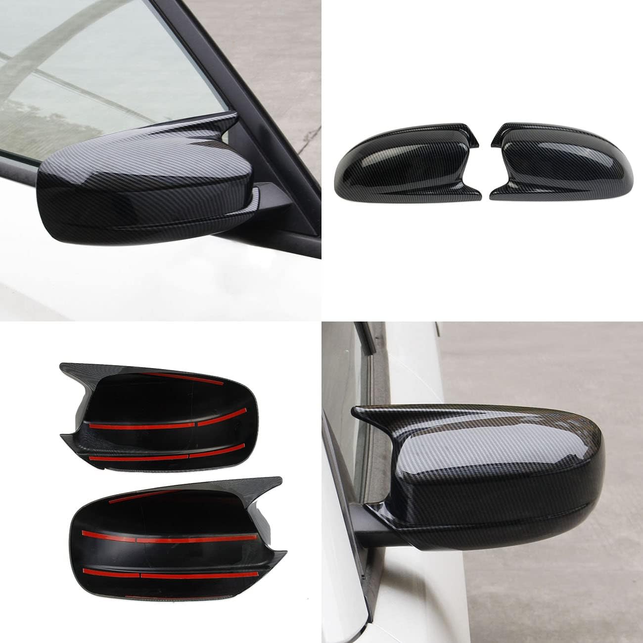 Crosselec Carbon Fiber Side Door Mirror Cover Molding Trim for Dodge Charger 2011-2021 (Carbon Fiber Pattern(Horn Style))