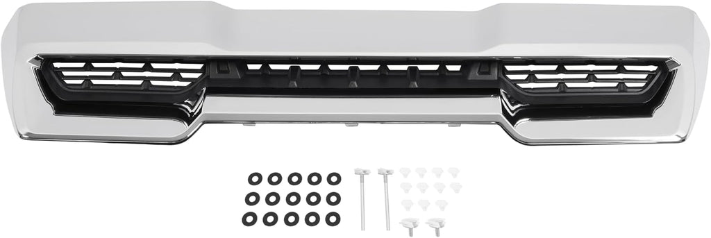 Front Upper Hood Scoop Vent Compatible with 2020-2023 GMC Sierra 2500 HD/3500 HD Replacement for 84802216 Air Vent Hoods Plastic (ABS+PP) Chrome Silvery+Black