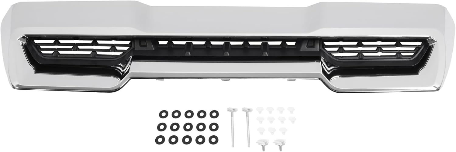 Front Upper Hood Scoop Vent Compatible with 2020-2023 GMC Sierra 2500 HD/3500 HD Replacement for 84802216 Air Vent Hoods Plastic (ABS+PP) Chrome Silvery+Black