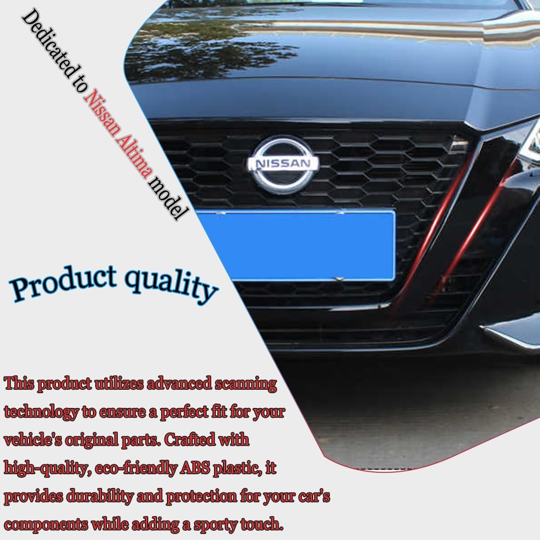 Front Grill Cover Trim,MUXEE For Nissan Altima 2019 2020 2021 2022，3PCS Grille Chrome Delete Vinyl Overlay Trim Accessories -Bright Black