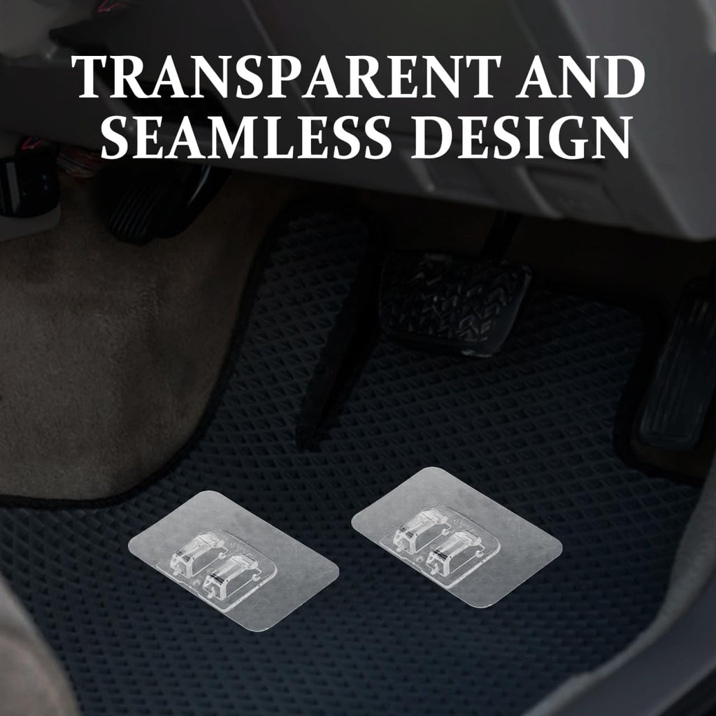 Transparent Mat Clips Carpet Anti-Skid Mat Retainer Clips with Adhesive Tape Auto Carpet for Floor Retention Easy Install Interior Accessories