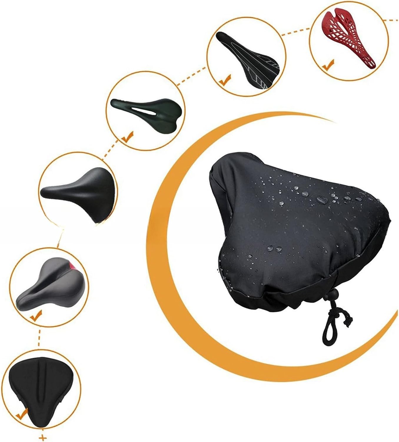Bike Seat Cover Waterproof 2 Pack, Ebike Seat Cover | with Drawstring, Bicycle Seat Protector for Rain Sun Dust, Universal Fit for City & Casual Bikes