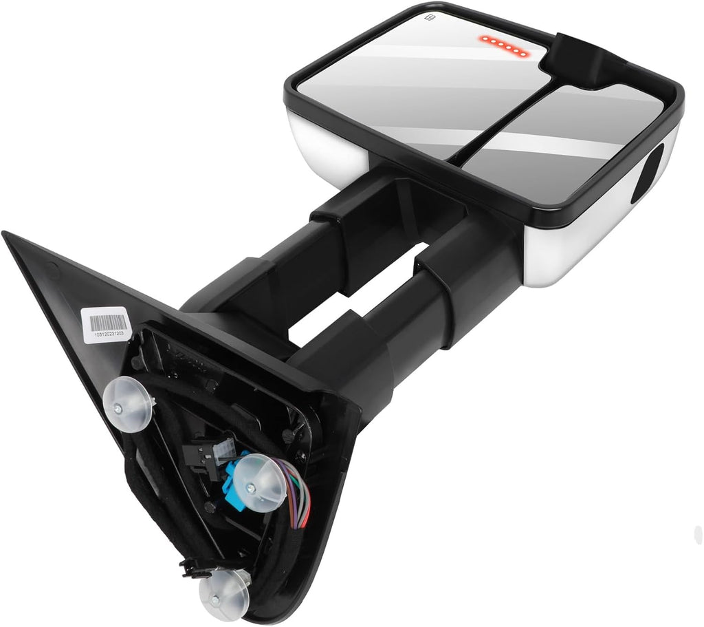 Tow Mirrors Pair suitable for 2003-2006 For Chevy Silverado For GMC Sierra Pickup with Power Adjusted Heated LED Turn Signal Running Width Light ChromeTowing Mirrors