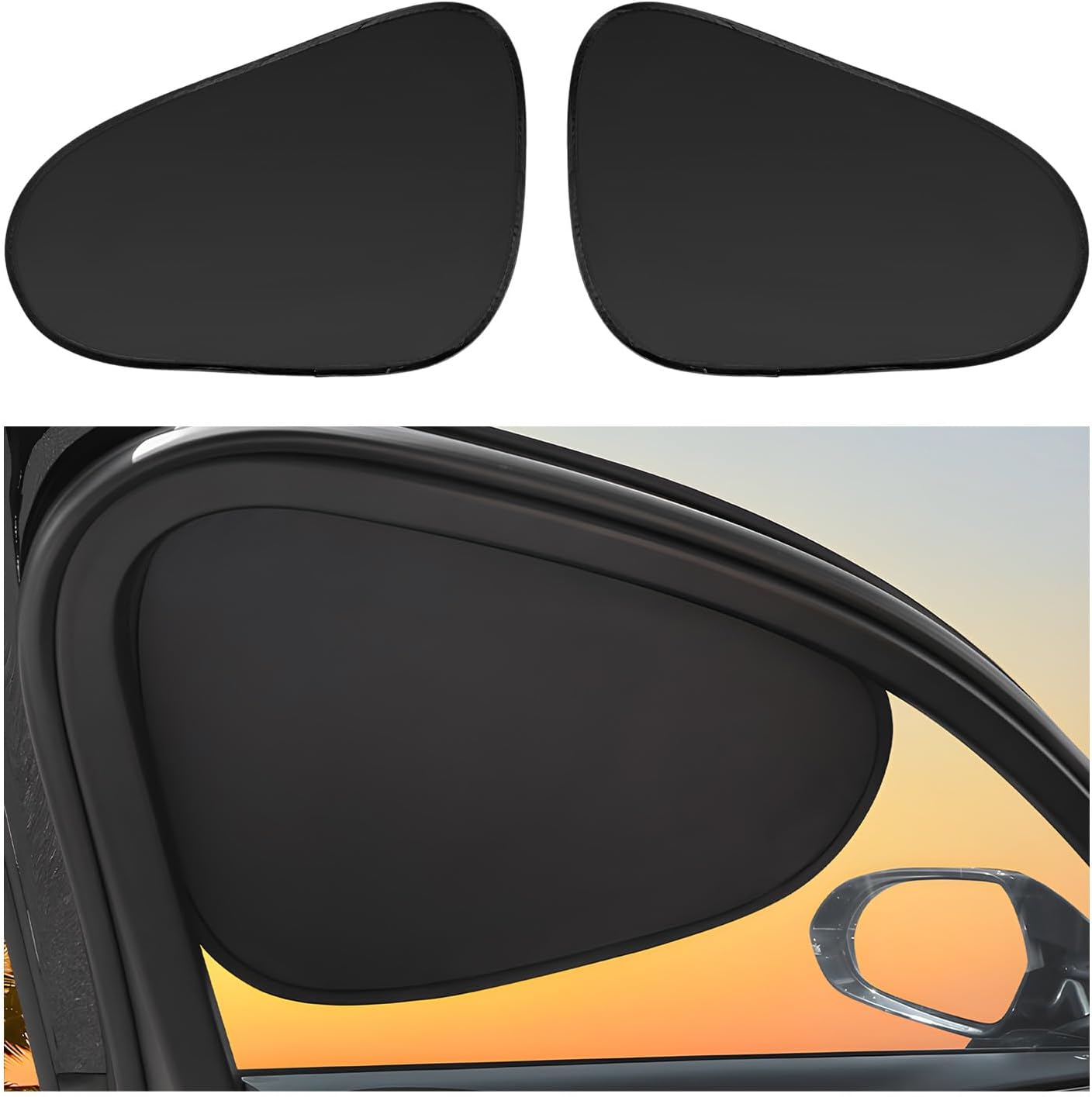 2 PCS Car Side Window Sun Shade, Static Cling Privacy Curtain Front Window Sunshades, Reusable UV Rays Protection Universal Sun Shade Blocker Fits for Most Vehicles