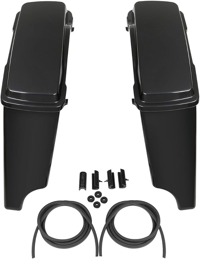 XFMT Unpainted 5" Stretched Extended Hard Saddlebags Dual Exhaust Compatible - Image 2