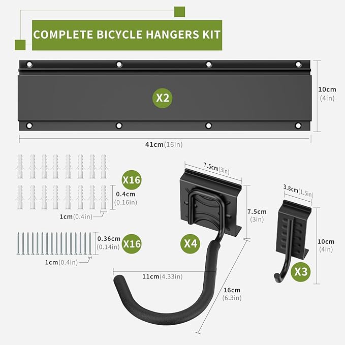 Bike Storage Rack 32Inch for 4 Bikes + 3 Helmets, Heavy Duty Bike Hangers for - Image 5