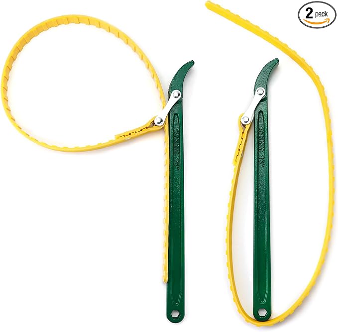 QWORK 15" Belt Strap Wrench, 2 Pack Multi-Purpose Adjustable Strap Oil Filter by QWORK