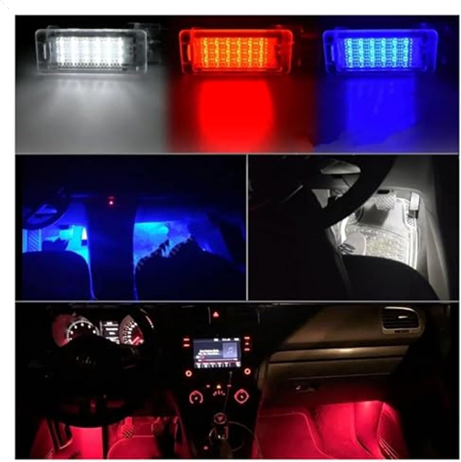 2PCS Red Courtesy Door Trunk Footwell Golve Box Light Lamp for Skoda for Fabia for Octavia for Roomster for Superb Car Light (Blue 2PCS)