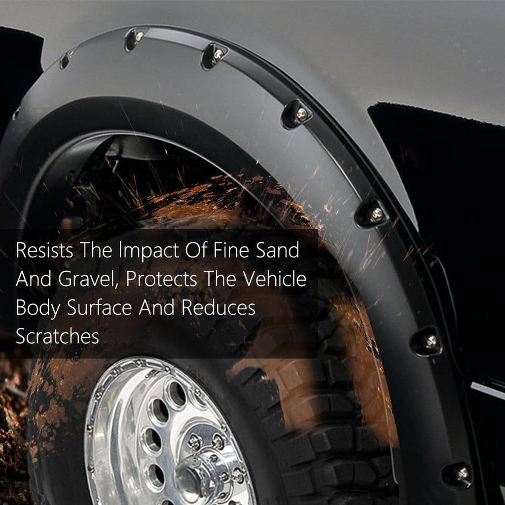 G-PLUS Upgrade Fender Flares Compatible with Chevy Silverado 1500 2007-2013 (For 69.3" Short Bed Crew Cab) Not Fit 07 Classic Models & GMC Sierra Wheel Cover Smooth Pocket Riveted 4 PCS