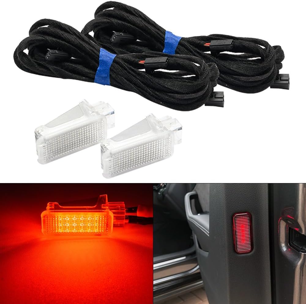 nsautolighting Red LED Interior Courtesy Door Light for Au'di A3 S3 A4 S4 A5 S5 A6 S6 A8 S8 Q3 Q4 Q5 Q6 Q7 Q8 LED Side Door Panel Warning Puddle Footwell Lamp Assembly 2Pcs