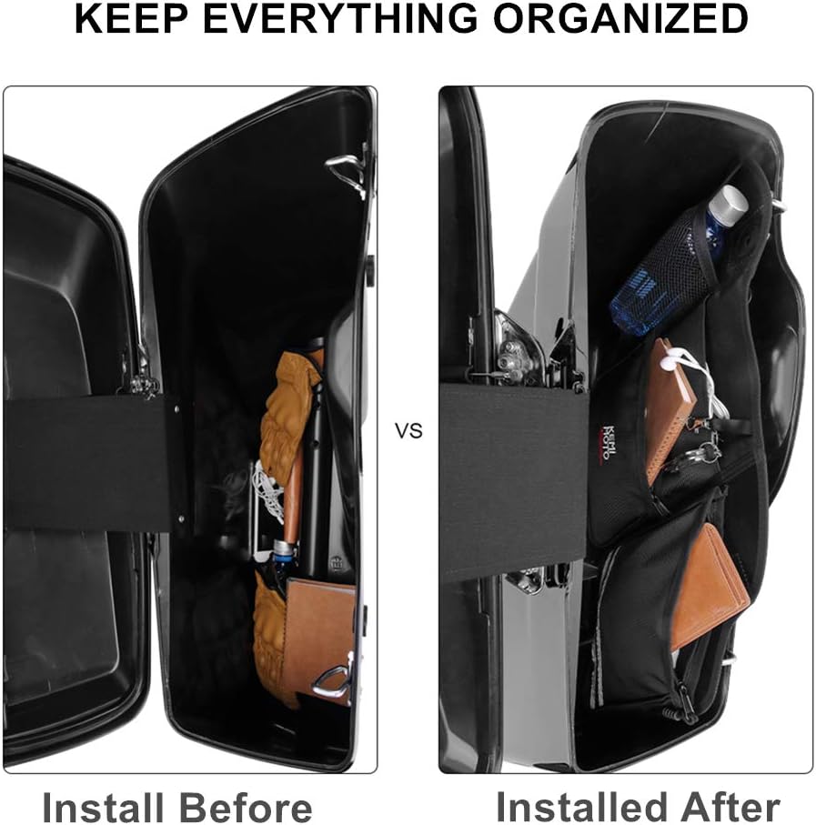 KEMIMOTO Saddle Bags Organizers 2 Pack for 1993-2013 Road Glide Street Glide Road King Saddlebag Organizers