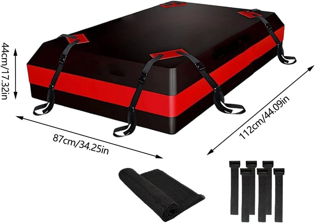Car Roof Bag 112x87x44cm 420D Oxford, Cargo Storage Rooftop Carrier with Reinforced Straps & Door Hooks, Soft Roof Top Luggage Bag for SUV Sedan Travel Camping, 17.3x34.3x44.1 Inch