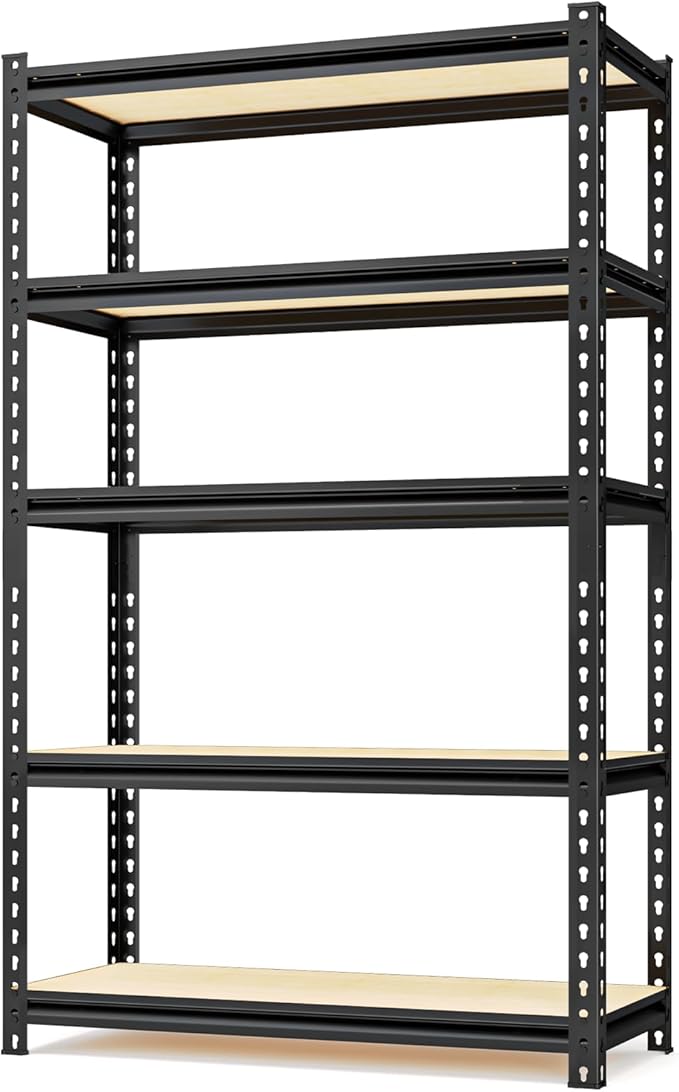 5-Tier Adjustable Metal Storage Shelves Heavy Duty Garage Shelving, Basement & by SYLOUGH