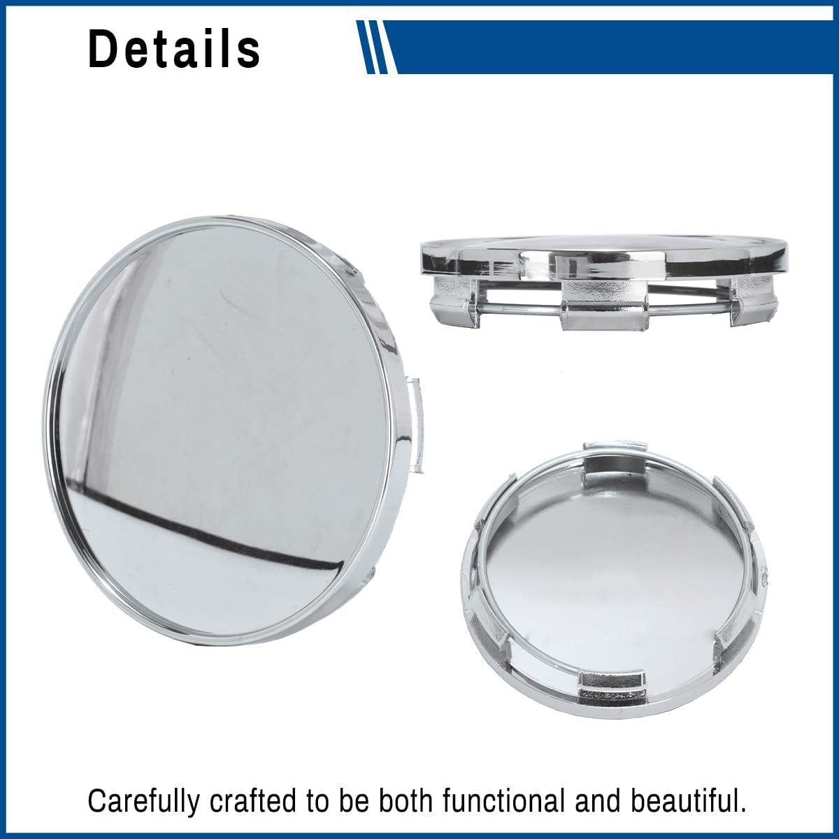 2.56in Wheel Center Caps 65mm ABS Plastic Wheel Center Hubcaps 4Pcs Universal Center Cover Replacement Outer 65mm 2.56 in, Inner 61mm 2.4 in Chrome