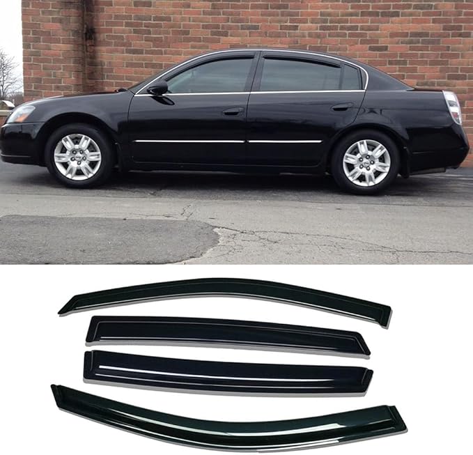 Side Window Wind Deflector fit for 2002-2006 Nissan Altima Sedan, Dark Somke