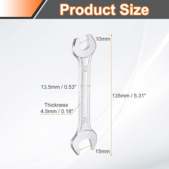 HARFINGTON Double Open End Wrench 10mm x 15mm Metric 15 Degree Offset Angle - Image 2