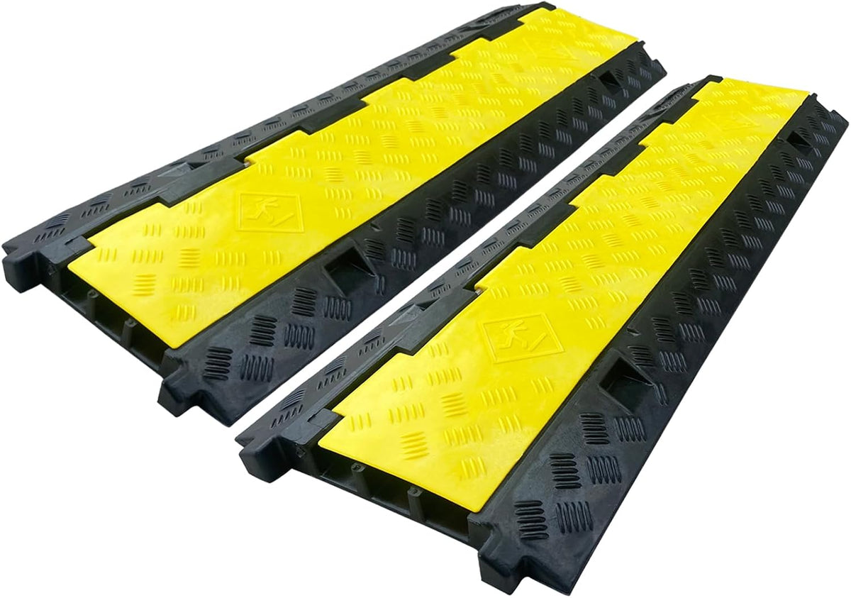 2 Pack Rubber Cable Ramp Hose Cable Protector Ramp 3 Channel 22000Lbs Load