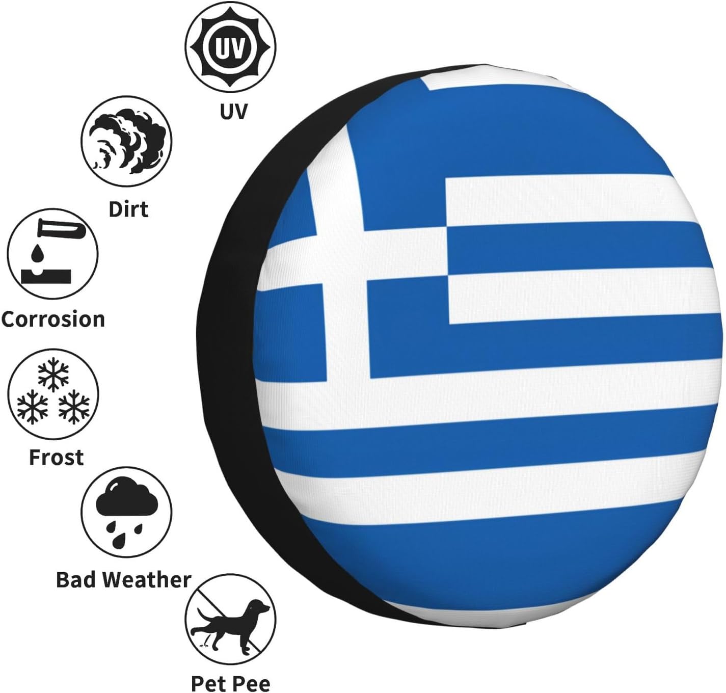 Greek Flag Print Universal Spare Tire Cover for RV, Jeep | Wheel Protector Fits Rv, Trailer, Jeep, Shield Tires From Sun, Dirt And Rain For Outdoor Storage